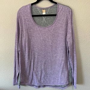 Lucy Active Lucy Tech Heathered Purple and Grey Long Sleeve Scoop Neck Shirt XL